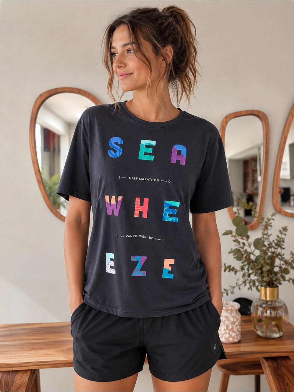 lululemon athletica Half Marathon Vancouver Graphic Tee with Multicolor Letters